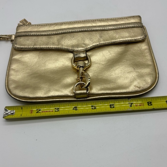 Rebecca Minkoff MAC Clutch Wristlet Gold Metallic Leather Pouch - Picture 6 of 7